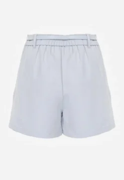 Niebieskie Spódnico-Szorty High Waist Ozdobione Metaliczną Aplikacją i Paskiem Retness