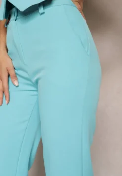 Niebieskie Spodnie w Kant w Garniturowym Stylu High Waist Jaessa