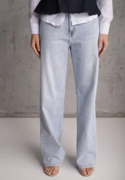 Niebieskie Szerokie Jeansy z Bawełny High Waist Vimalianna