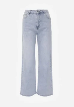 Niebieskie Szerokie Jeansy z Bawełny High Waist Vimalianna