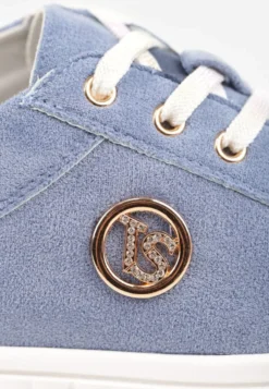 Niebieskie Sznurowane Sneakersy Vices na Platformie z Tłoczeniem i Metaliczną Aplikacją Lavfedi