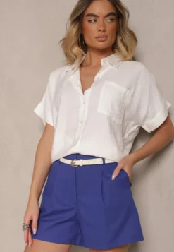 Niebieskie Szorty z Bawełną High Waist w Klasycznym Stylu Sefore