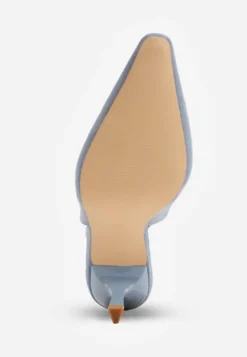 Niebieskie Szpilki VICES Slingback Ozdobione Cyrkoniami na Obcasie Laodele
