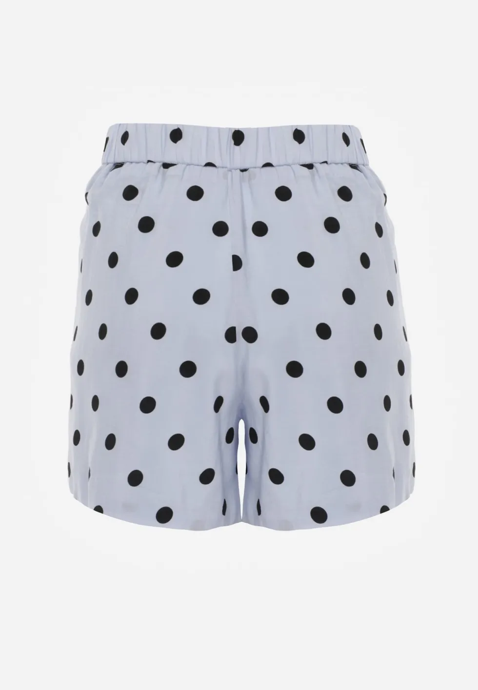 Niebieskie Wiskozowe Spódnico-Spodenki w Kropki w Stylu Retro z Wiązaniem w Talii Deneia
