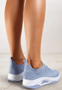Niebieskie Wsuwane Buty Sportowe w Skarpetkowym Stylu z Ozdobną Podeszwą Moonlise
