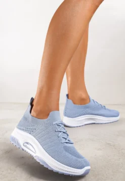 Niebieskie Wsuwane Buty Sportowe w Skarpetkowym Stylu z Ozdobną Podeszwą Moonlise