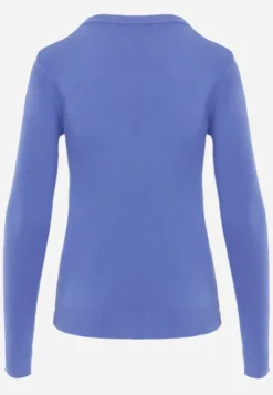 Niebieski Sweter z Bawełną w Minimalistycznym Stylu Radeken