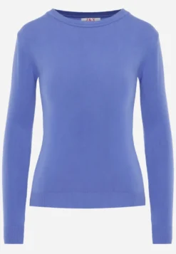 Niebieski Sweter z Bawełną w Minimalistycznym Stylu Radeken