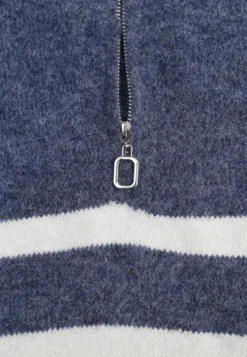Niebieski Sweter z Wełną i Bawełną Ozdobiony Zasuwaną Stójką Gattelo