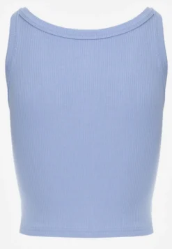 Niebieski Top na Ramiączkach Basic Prążkowany Zitira