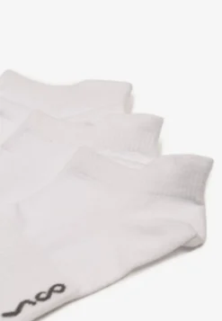 3-pack Białe Bawełniane Skarpety Stopki z Napisem Marosela
