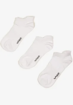 3-pack Białe Bawełniane Skarpety Stopki z Napisem Marosela
