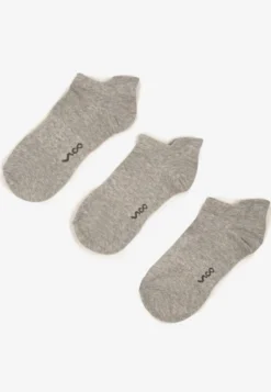 3-pack Jasnoszare Bawełniane Skarpety Stopki z Napisem Marosela