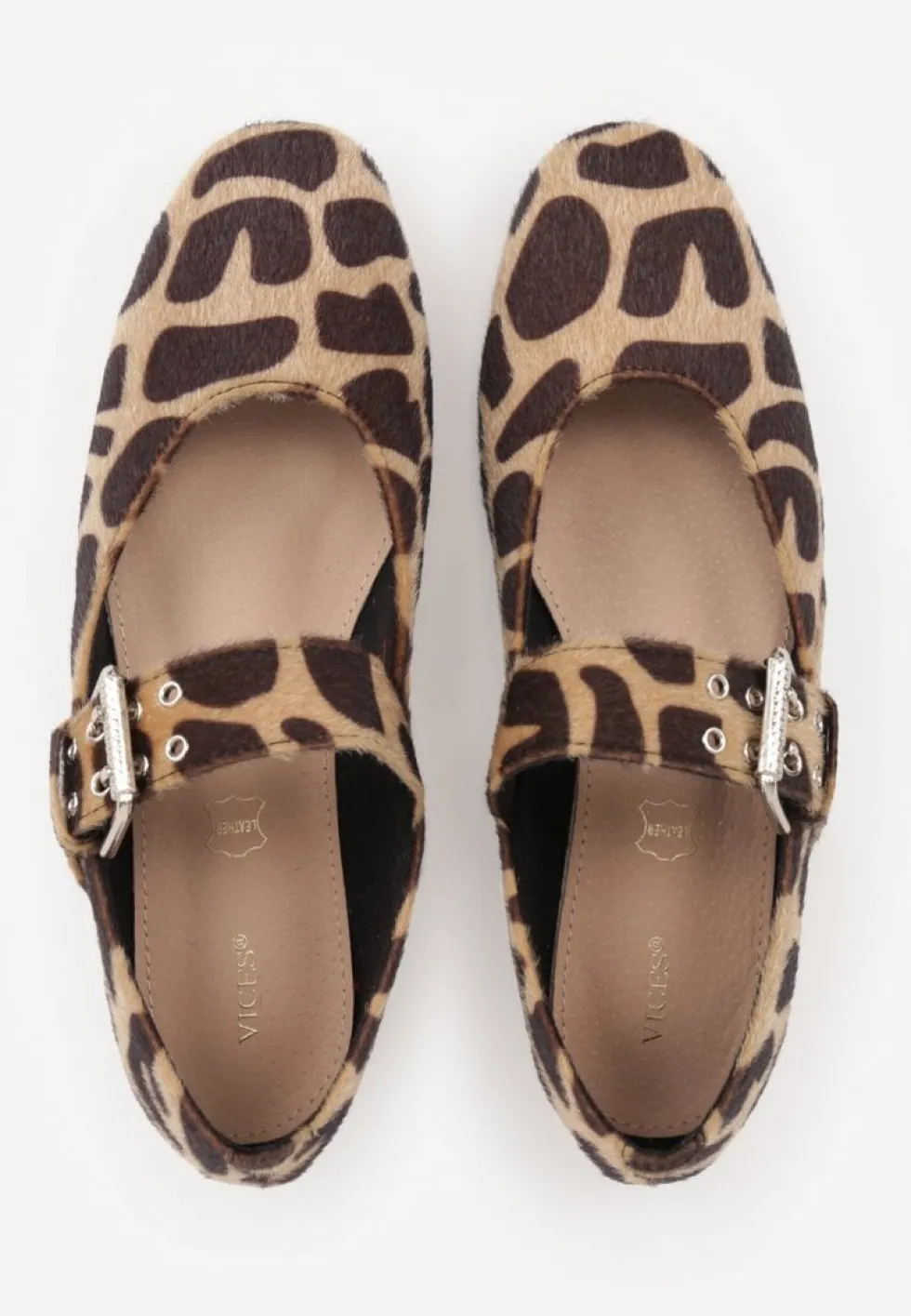 Panterkowe Balerinki Vices w Stylu Mary Jane ze Skórzaną Wkładką Rilaneia