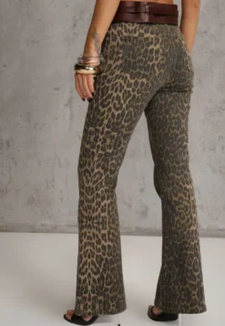 Panterkowe Jeansy Dzwony High Waist z Bawełny Enerre
