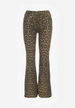 Panterkowe Jeansy Dzwony High Waist z Bawełny Enerre