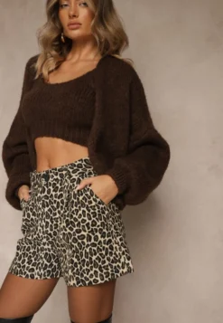 Panterkowe Klasyczne Szorty High Waist Amerre