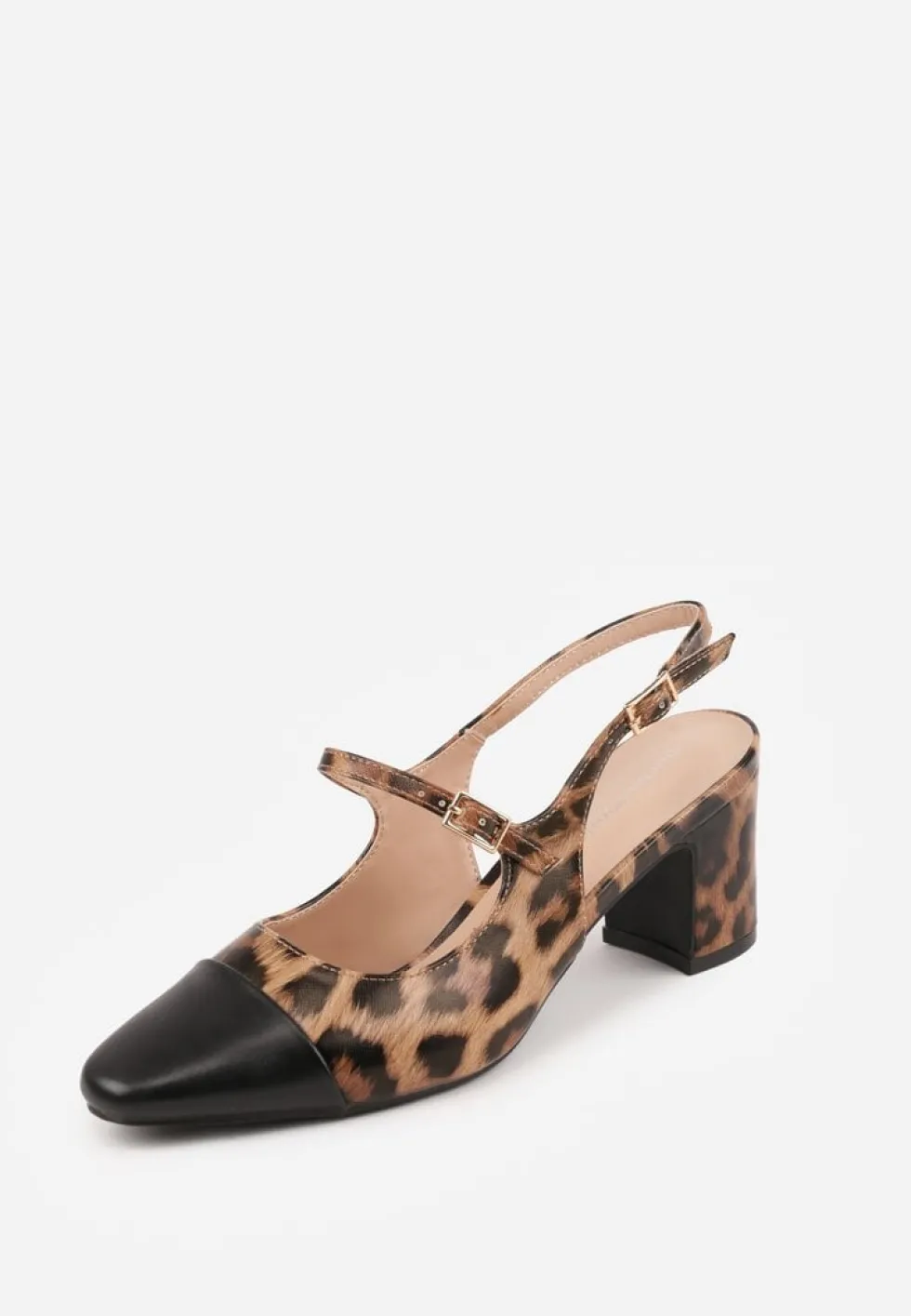 Panterkowe Sandały na Słupku Slingback Ozdobione Paskiem Divolia