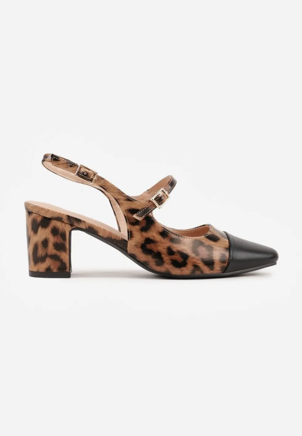 Panterkowe Sandały na Słupku Slingback Ozdobione Paskiem Divolia