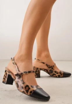 Panterkowe Sandały na Słupku Slingback Ozdobione Paskiem Divolia