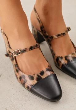 Panterkowe Sandały na Słupku Slingback Ozdobione Paskiem Divolia