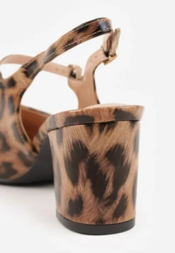 Panterkowe Sandały na Słupku Slingback Ozdobione Paskiem Divolia