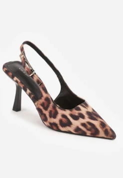 Panterkowe Sandały na Szpilce Vices Typu Slingback Tilazea