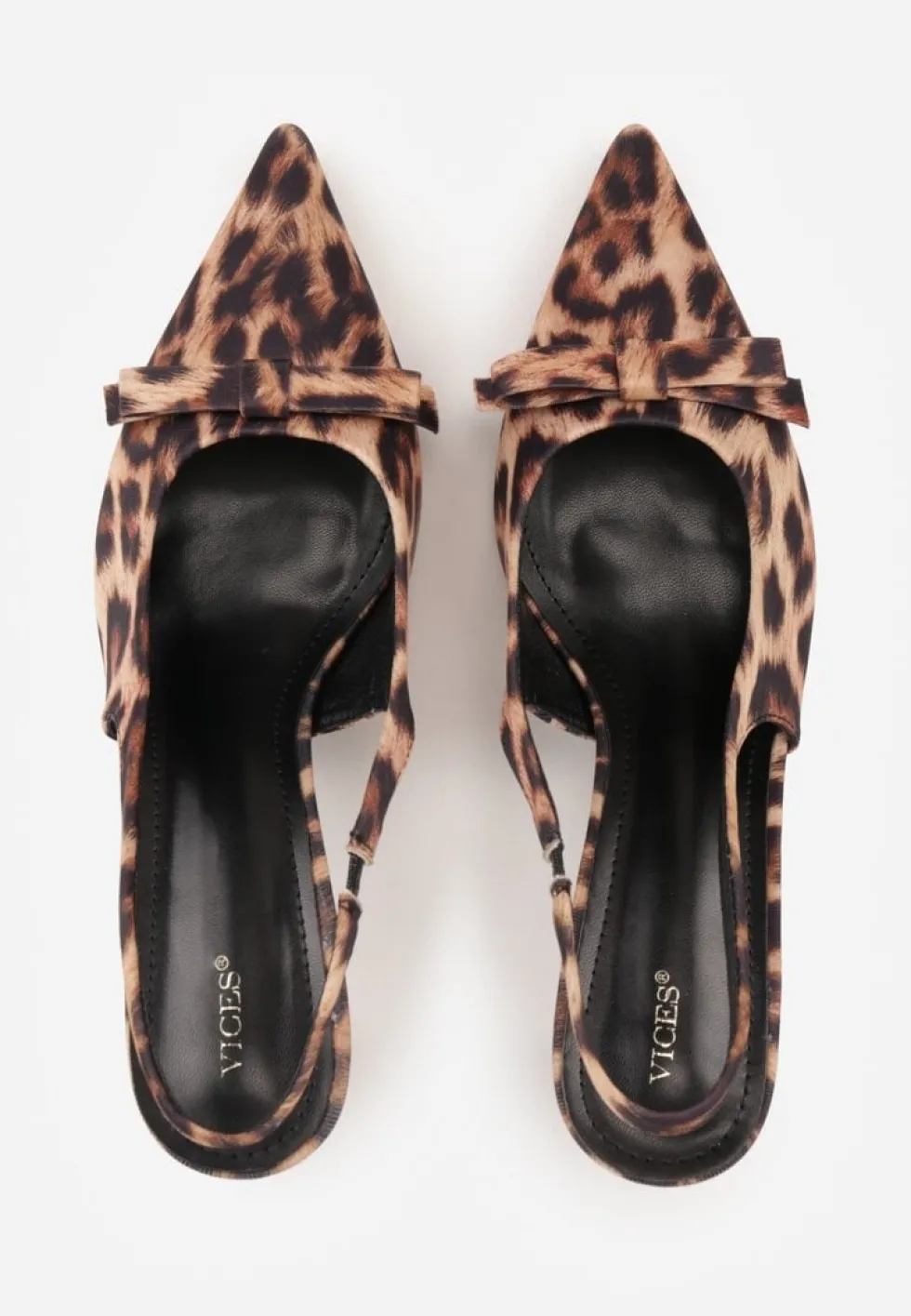Panterkowe Sandały Szpilki Vices Typu Slingback z Kokardą Dorozia