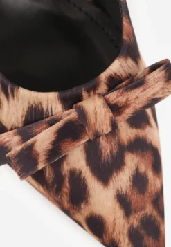 Panterkowe Sandały Szpilki Vices Typu Slingback z Kokardą Dorozia