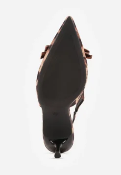 Panterkowe Sandały Szpilki Vices Typu Slingback z Kokardą Dorozia