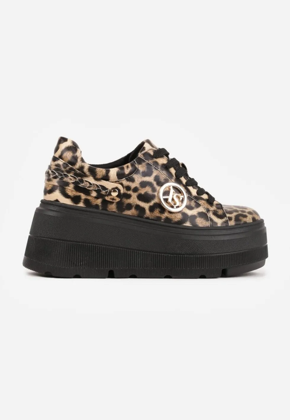 Panterkowe Sneakersy Vices na Platformie Ozdobione Metaliczną Aplikacją Tatellia