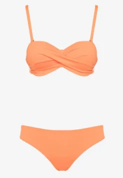 Pomarańczowe Bikini 2 Pary Majtek Typu Figi i Biustonosz Wiązany na Plecach Galanoria