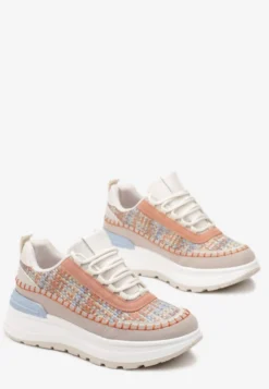 Pomarańczowe Sneakersy na Platformie Buffona