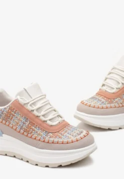 Pomarańczowe Sneakersy na Platformie Buffona