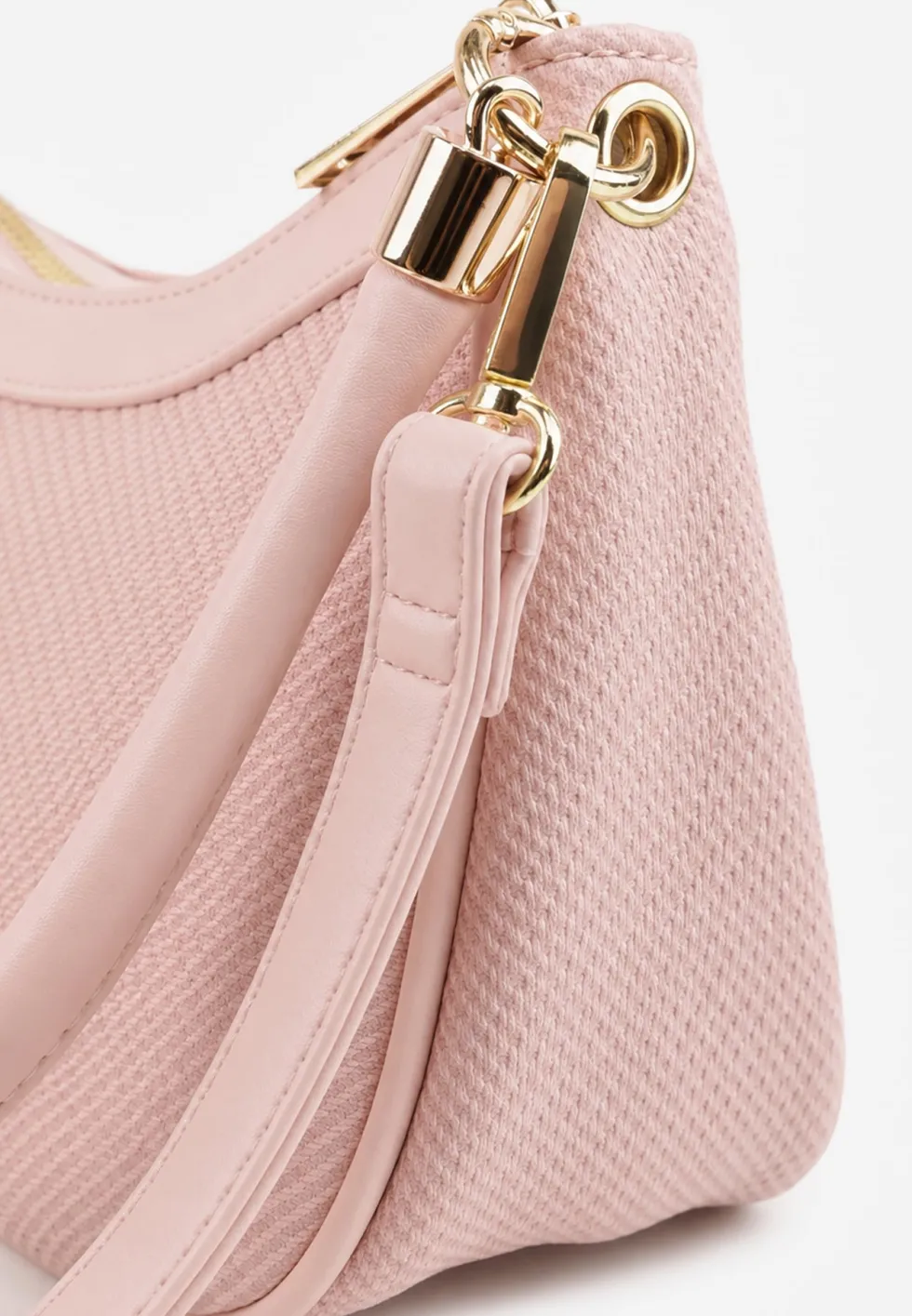 Różowa Klasyczna Torebka Bagietka z Dodatkowym Paskiem Crossbody Kassenope