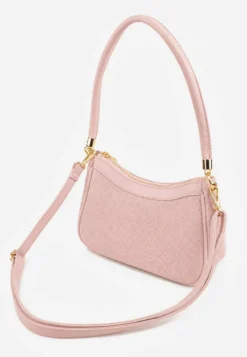 Różowa Klasyczna Torebka Bagietka z Dodatkowym Paskiem Crossbody Kassenope