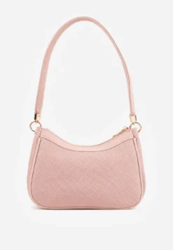 Różowa Klasyczna Torebka Bagietka z Dodatkowym Paskiem Crossbody Kassenope
