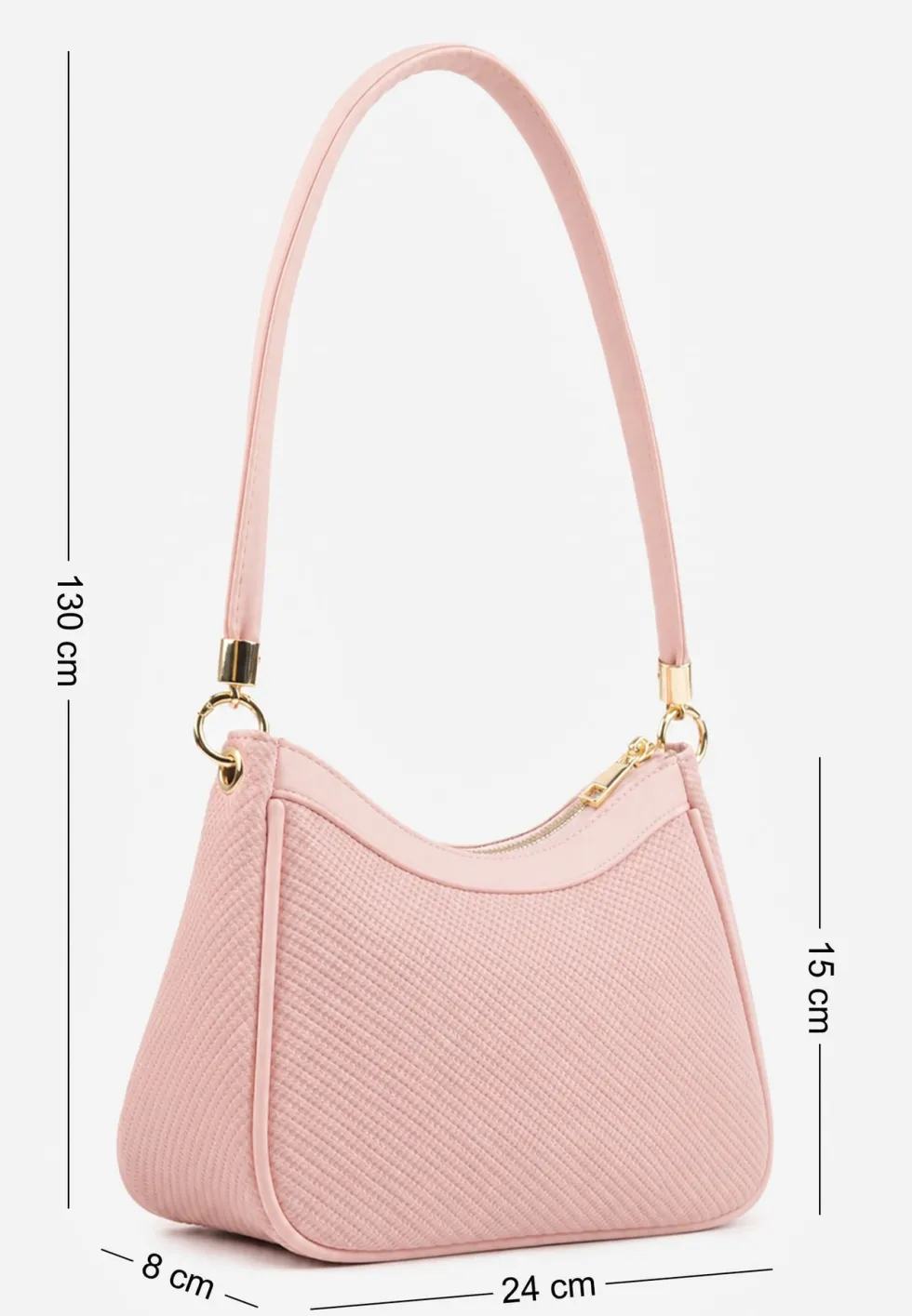 Różowa Klasyczna Torebka Bagietka z Dodatkowym Paskiem Crossbody Kassenope