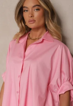 Różowa Koszula z Bawełny Oversize Zienessa