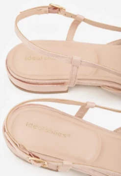 Różowe Baleriny Slingback z Kwadratowym Noskiem i Ażurową Cholewką Jurria