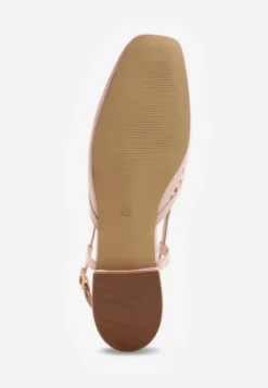 Różowe Baleriny Slingback z Kwadratowym Noskiem i Ażurową Cholewką Jurria