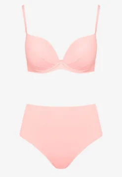Różowe Basicowe Bikini Biustonosz i Majtki Figi Natonea