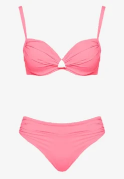 Różowe Bikini Majtki Figi Biustonosz z Trójkątną Aplikacją Natizeria