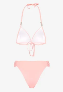 Różowe Bikini Wiązany Biustonosz Push Up i Majtki Typu Figi Mirisenia