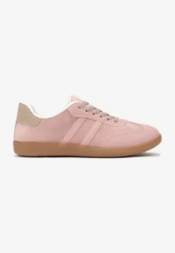 Różowe Casualowe Sneakersy na Płaskiej Podeszwie Pemeriana