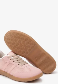 Różowe Casualowe Sneakersy na Płaskiej Podeszwie Pemeriana