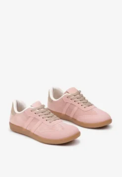 Różowe Casualowe Sneakersy na Płaskiej Podeszwie Pemeriana