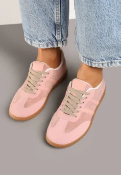 Różowe Casualowe Sneakersy na Płaskiej Podeszwie Pemeriana