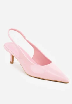 Różowe Czółenka Slingback Vices z Lakierowanym Połyskiem na Kaczuszce Sonwena