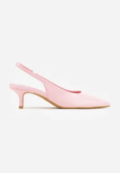 Różowe Czółenka Slingback Vices z Lakierowanym Połyskiem na Kaczuszce Sonwena